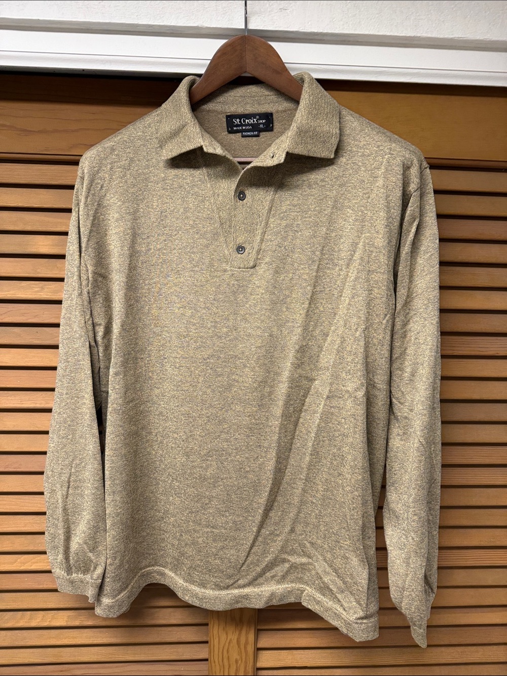 St. Croix Long Sleeve Polo in Taupe Heather